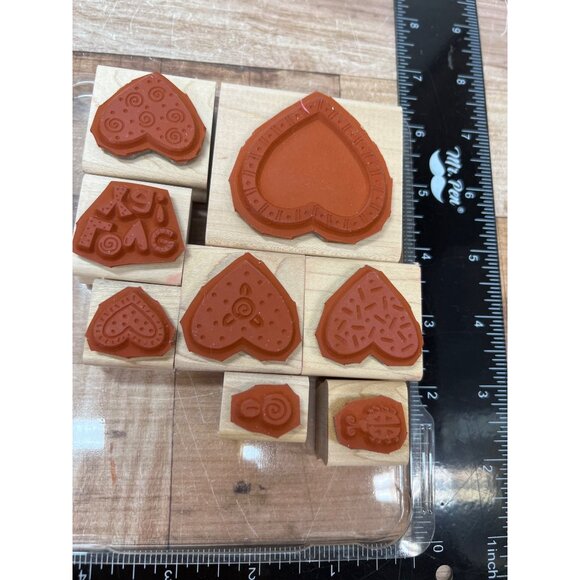 1999 STAMPIN' UP! Love Ya Wood Mounted Rubber Stamp set of 8 - Picture 4 of 4